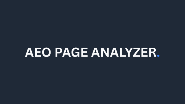 AEO Page Analyzer dashboard showing on-page optimization signals